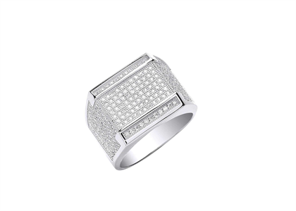 Large Rectangle Micro Pave Iced Out Ring
